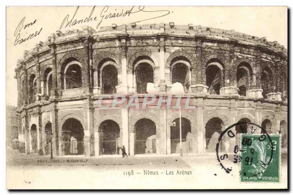 Nîmes - As Arênes — vista do monumento antigo — editor Puat & Ditt. - Marselha, n° 1198 - Frente