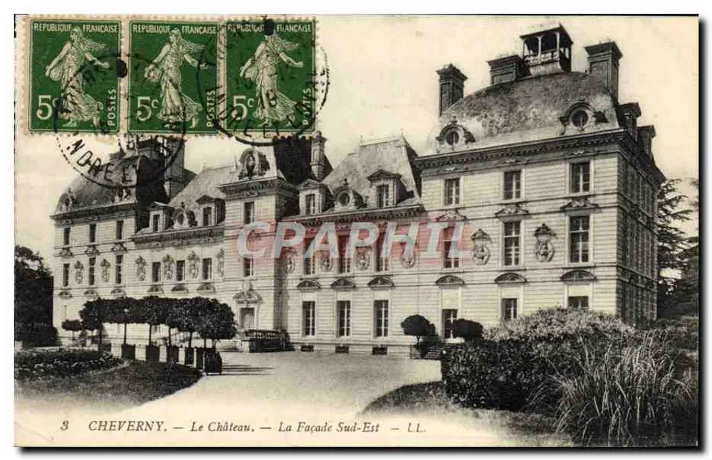Cheverny — O Castelo — A Fachada Sudeste — LL. - Frente