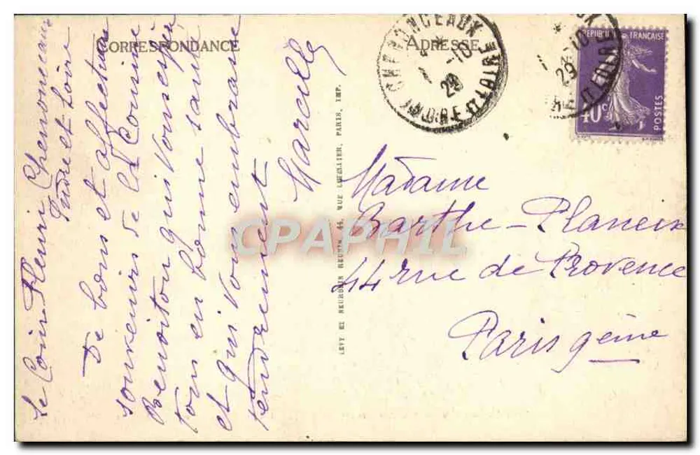 Chenonceaux — O Castelo — Fachada Ocidental — LL - Verso