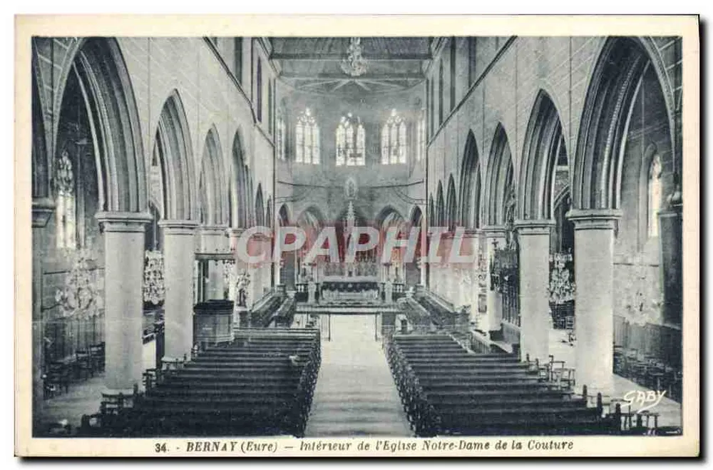 Bernay (Eure) — Innenansicht der Kirche Notre-Dame de la Couture — Verlag Gaby, n°34 - Vorderseite