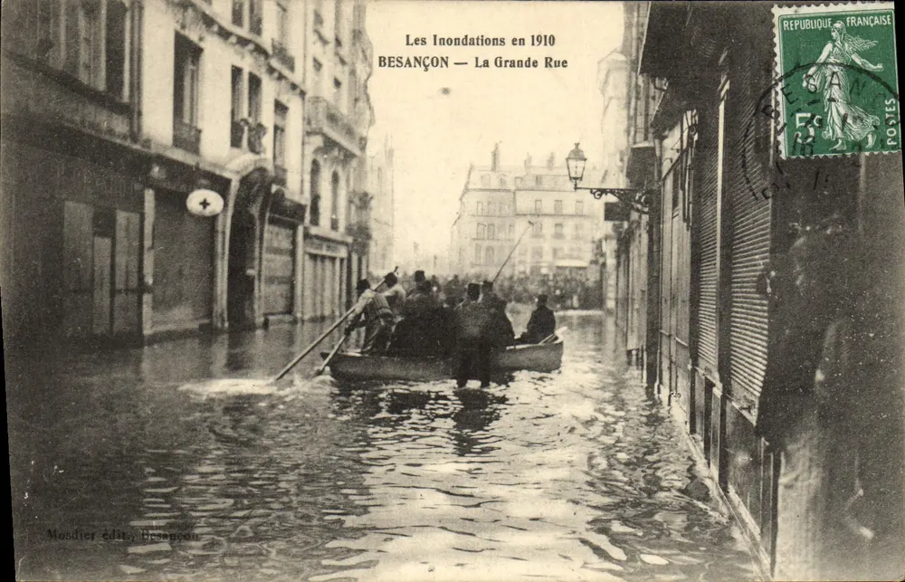Les Inondations en 1910 — Besançon — La Grande Rue — Mosdier éditeur Besançon - Recto