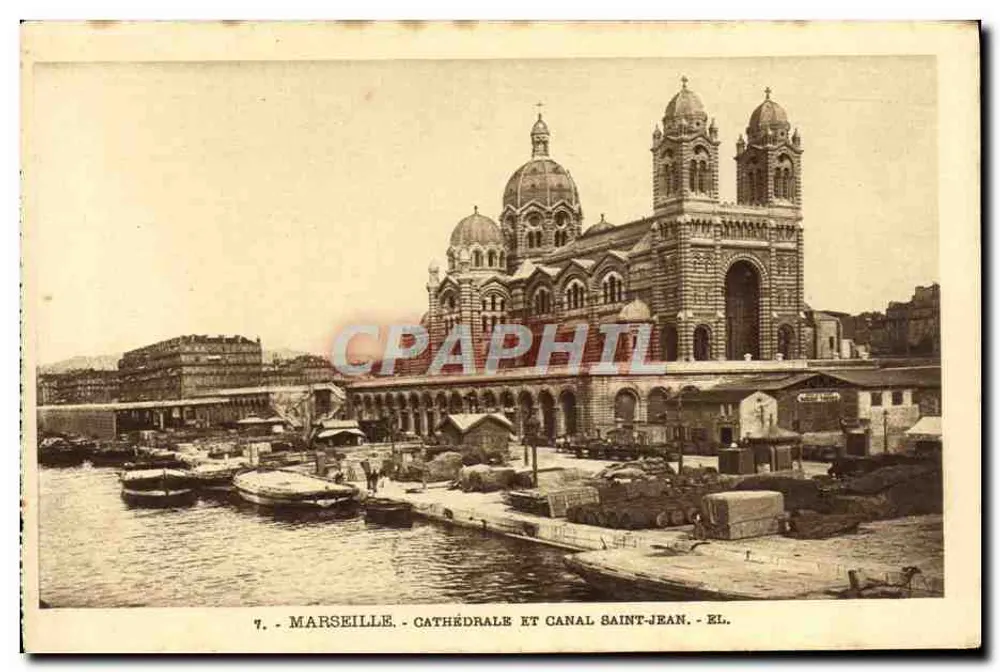 Marseille - Cathédrale et Canal Saint-Jean — Éditeur EL, n°7 - Recto