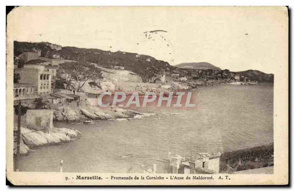 Marseille — Promenade de la Corniche — L'Anse de Maldormé — A. T. - Vorderseite