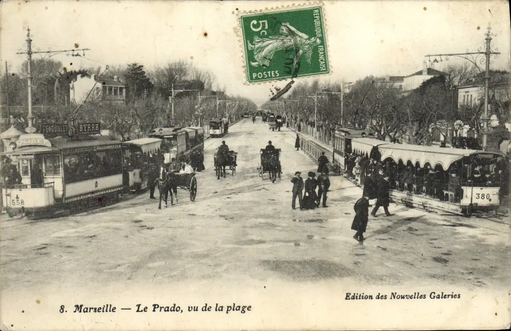 Marseille — O Prado, visto da praia — Edição das Novas Galerias, n° 380 - Frente