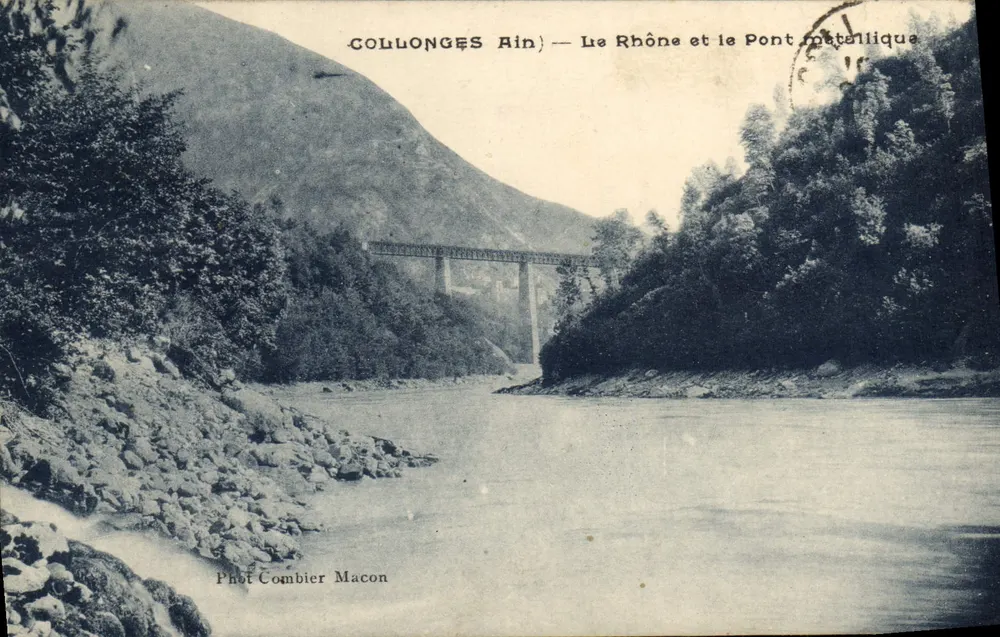 Collonges Ain — Der Rhône und die Metallbrücke — Phot Combier Macon - Vorderseite