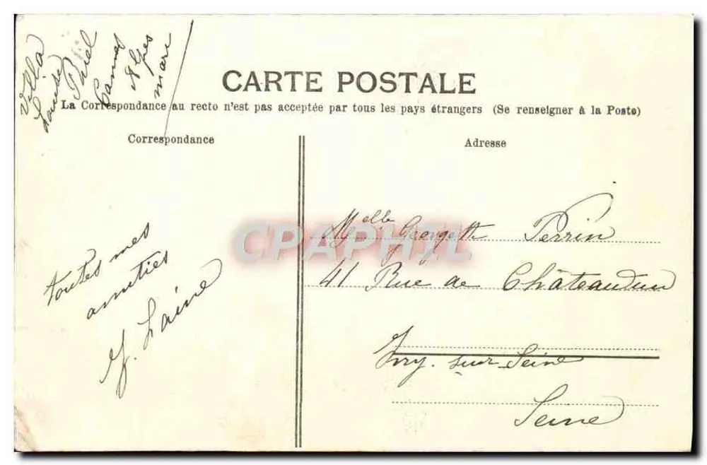 CANNES (A-M) — Villa Louise Ruel — P. L. Maillan, lib.-édit., Cannes - Verso