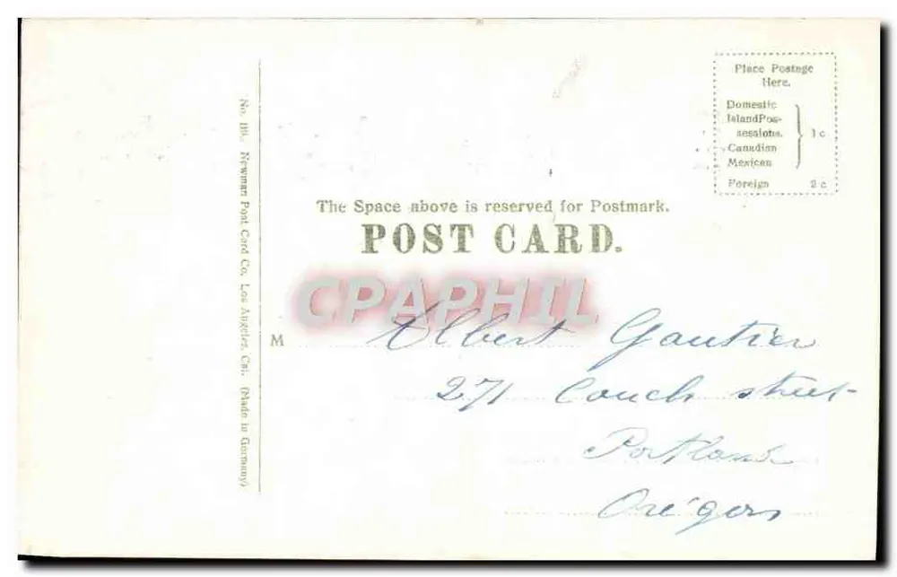 Eastlake Park, Winter Scene — Los Angeles, Kalifornien — Newman Post Card Co. Nr. 130 - Rückseite