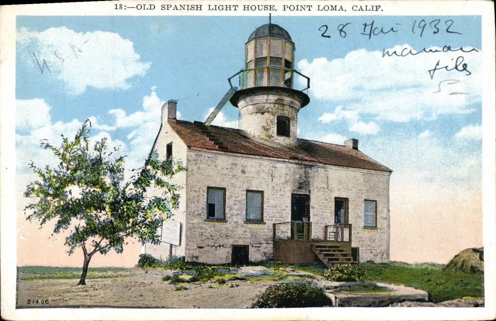 Farol Espanhol Antigo, Point Loma, Califórnia — M. Kashower Co. n° 18 - Frente