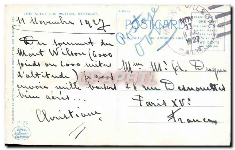 Aanrijden met auto, Mt. Wilson, Californië — Western Publishing & Novelty Co. P-26 - Achterkant