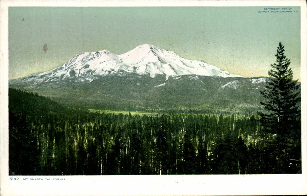 Monte Shasta, Califórnia — vista panorâmica nevada — Detroit Photographic Co. n° 5142 - Frente