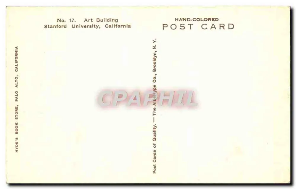 Art Building — Stanford University, California — The Alkotype Co., Brooklyn, N.Y. - Rückseite