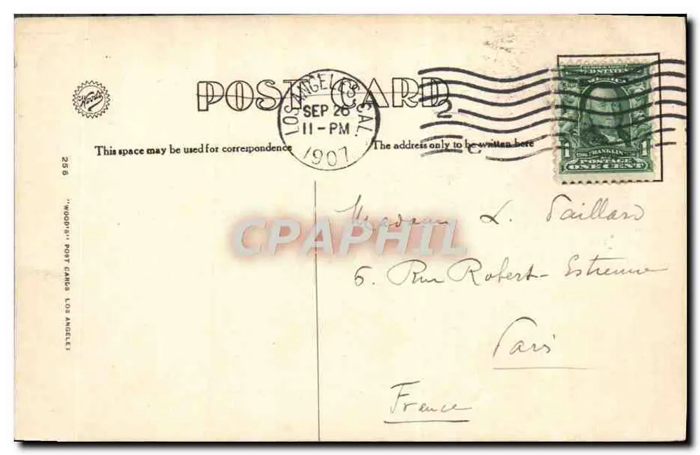 Courthouse, Los Angeles, Kalifornien — Verlag Woodbury Post Cards, Nr. 256 - Rückseite
