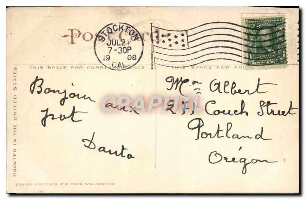 Truckee River, Truckee, Califórnia — Melhores Árvores, Califórnia — série 620, editor Edward H. Mitchell - Verso