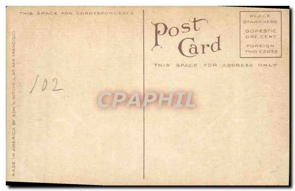 Tramway atravessando um canyon florestado — Pacific Electric Railway, Mt. Lowe, Califórnia — editor Edward Mitchell, n° 1801 - Verso