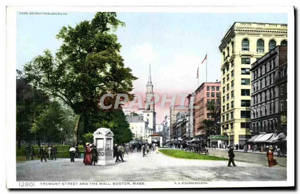 Tremont Street und The Mall, Boston, Mass. — Detroit Publishing Co. — n° 12801 - Vorderseite