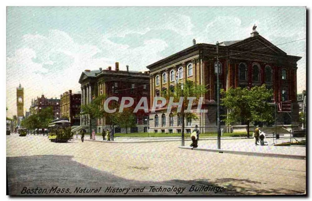 Antike Ansichtskarte Boston, Mass., Natural History and Technology Buildings — The Hugh C. Leighton Co. Manufacturers, Portland, ME - Vorderseite