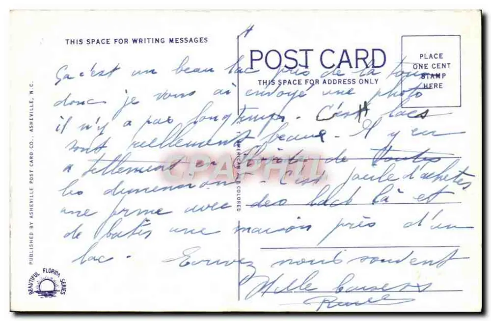 Mountain Lake Sanctuary — Lake Wales, FL — ST.5 — Verlag Asheville Post Card Co. - Rückseite