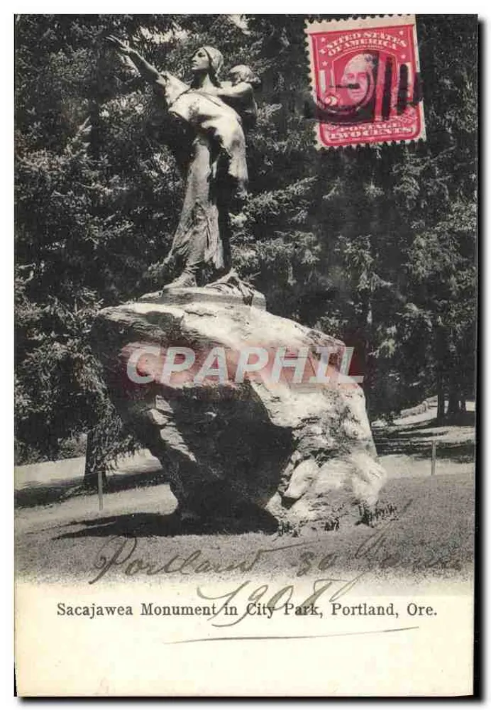 Denkmal von Sacajawea — Portland, Oregon — Verlag Woodard, Clarke & Co. - Vorderseite