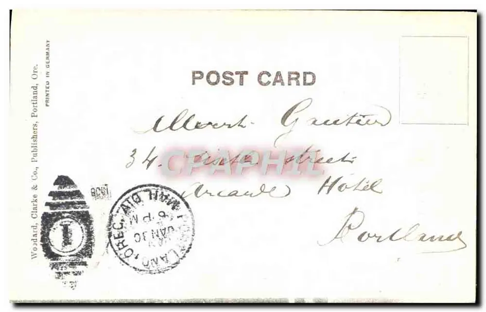 Denkmal von Sacajawea — Portland, Oregon — Verlag Woodard, Clarke & Co. - Rückseite