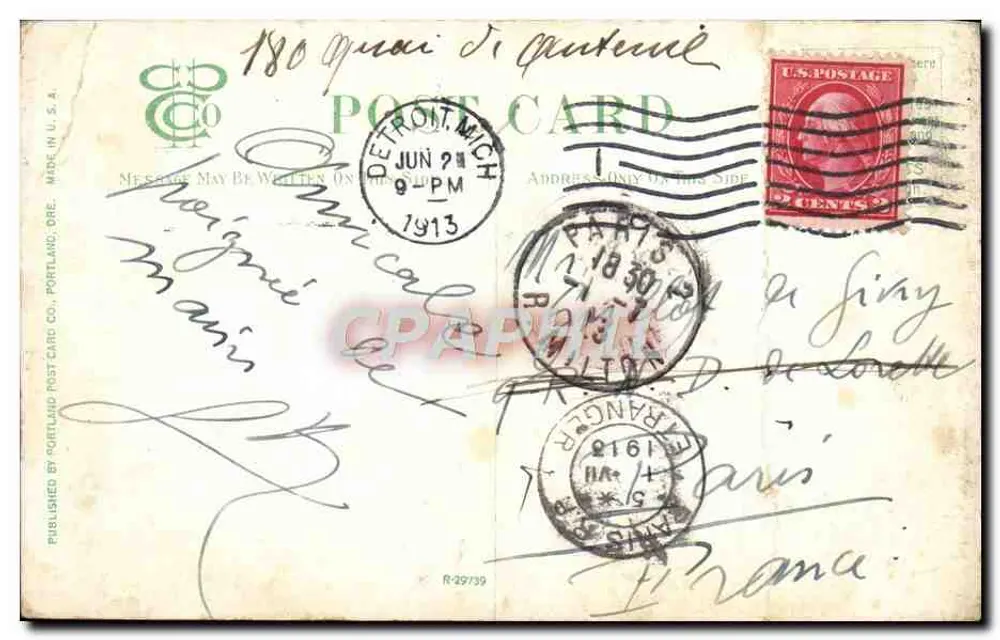 Castle Bluff sur le fleuve Deschutes, Oregon — vue du canyon avec voie ferrée — éditeur Portland Post Card Co. - Rückseite