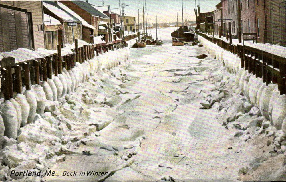 Portland, Me., Dock in Winter — Hugh C. Leighton Co. n°254 - Recto