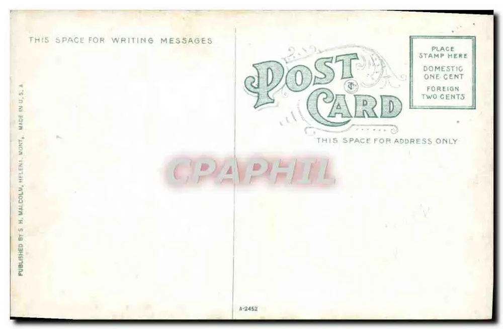 Capitólio Estadual, Helena, Mont. — Editor S. H. Malcolm, n° A-2452 - Verso