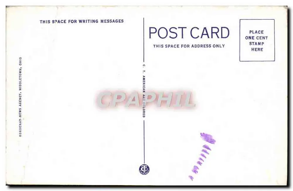 American Rolling Mills Baseball Park und Athletic Field, Middletown, Ohio — Verlag: C.T. American Art Colored, n° 5A183 - Rückseite