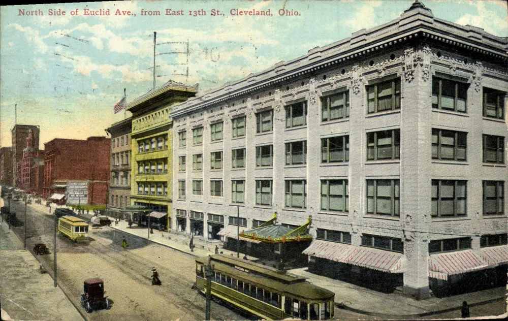 Nördliche Seite der Euclid Ave., von der East 13th St., Cleveland, Ohio. — Verlag: The Cleveland News Company, Nr. 23720 - Vorderseite