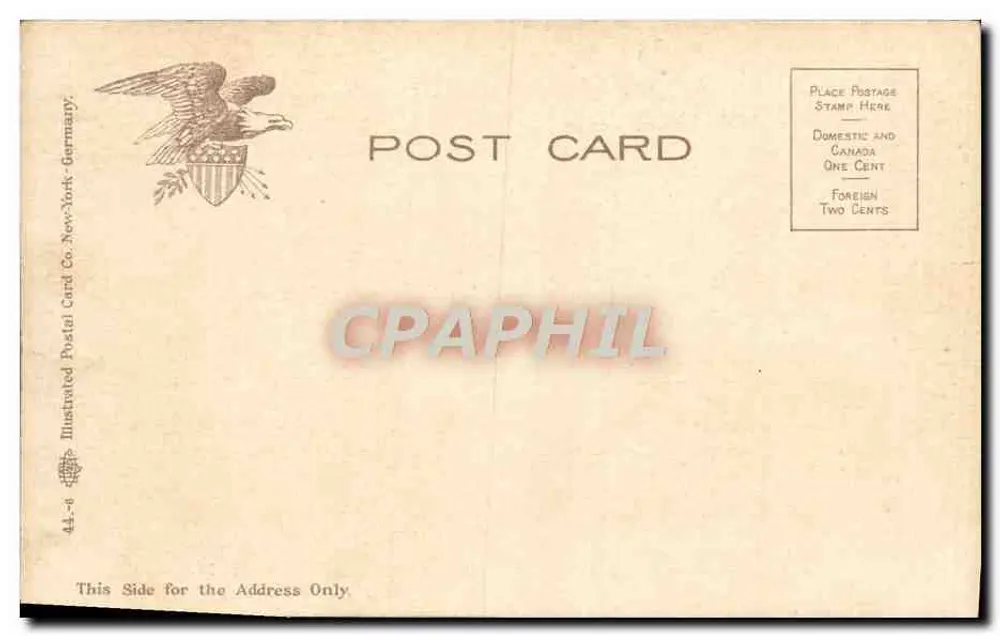 Public Square, Cleveland, O — vista panorâmica com bandeiras e monumento — Illustrated Postal Card Co. New York-Germany, n° 44-6 - Verso