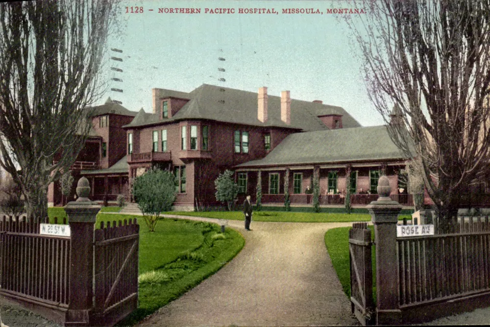 Northern Pacific Hospital, Missoula, Montana — Verlag Edward H. Mitchell, Nr. 1128 - Vorderseite