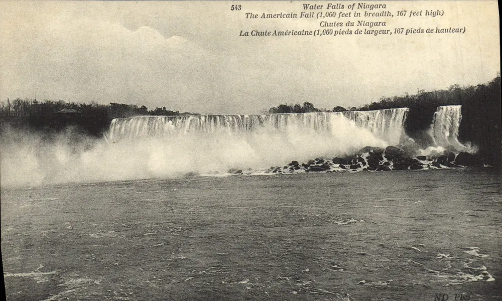 Chutes du Niagara — La Chute Américaine (1,060 pieds de largeur, 167 pieds de hauteur) — ND Phot - Recto