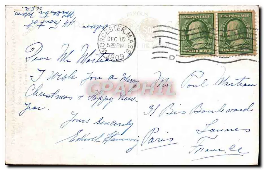 Rostrevor Club, Lake Quinsigamond, Worcester, Mass. — Ansicht des Clubs am Wasser — Verlag LV, Nr. 202,468 - Rückseite