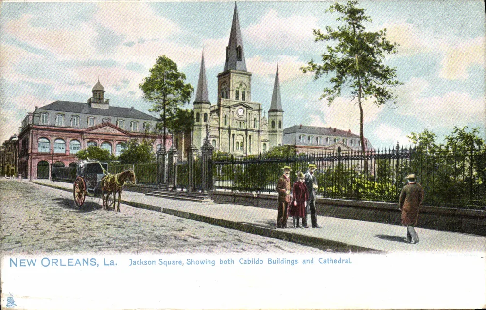 New Orleans, La. — Jackson Square, Showing both Cabildo Buildings and Cathedral — Raphael Tuck & Sons - Vorderseite