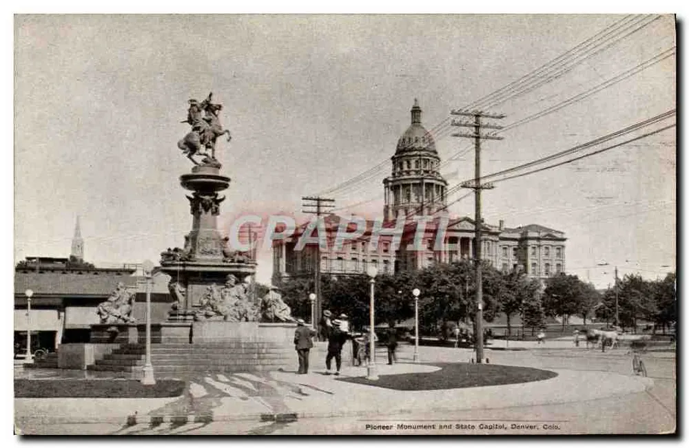 Pionierdenkmal und Staatskapitol, Denver, Colorado — Verlag The P. C. Co., Nr. 437 - Vorderseite