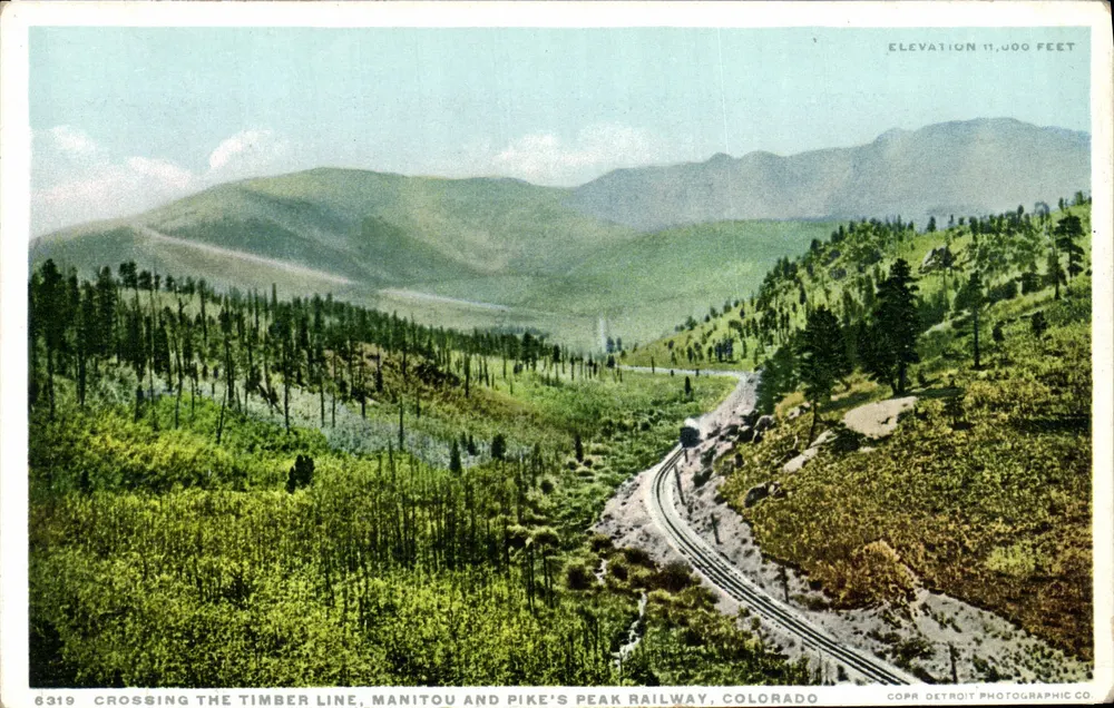 Überquerung der Holzlinie — Manitou und Pike's Peak Railway, Colorado — Detroit Photographic Co. n° 6319 - Vorderseite
