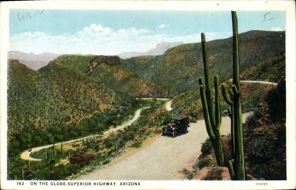Strada sulla Globe-Superior Highway, Arizona — 192 — editore C.T. American, n° 115035 - Recto