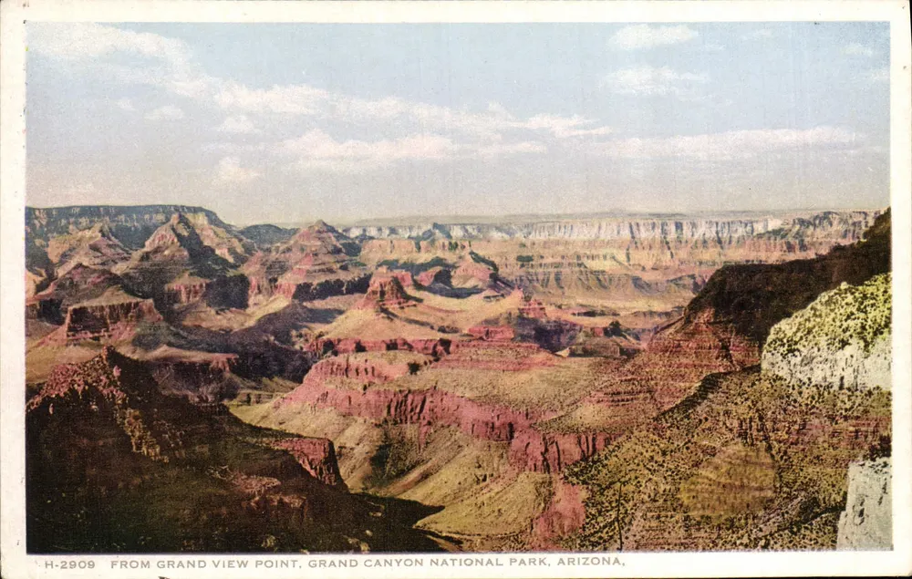 Ansicht des Grand Canyon — Grand View Point — Fred Harvey, n° H-2909 - Vorderseite
