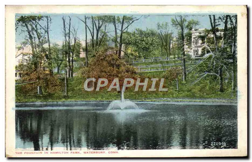 Die Fontäne im Hamilton Park — Waterbury, Conn. — Verlag: Morris Berman, New Haven, Conn. - Vorderseite
