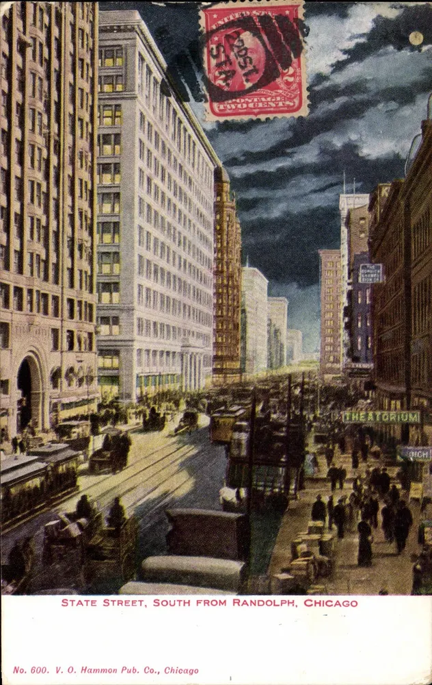 State Street, South from Randolph, Chicago — V. O. Hammon Pub. Co., No. 600 - Recto