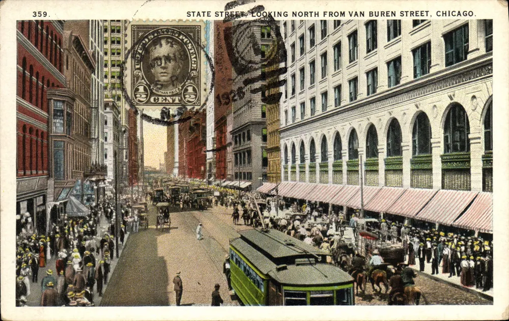State Street, Looking North from Van Buren Street, Chicago — Max Root Selling Co. n°359 - Recto