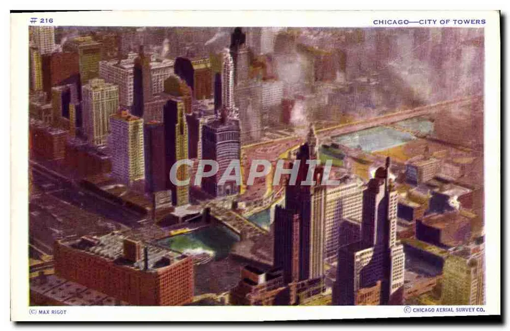 Chicago — City of Towers — Chicago Aerial Survey Co. n° 216 - Recto
