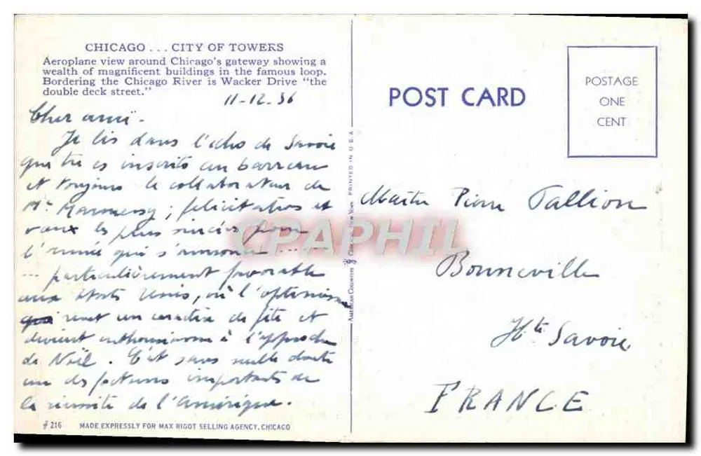 Chicago — City of Towers — Chicago Aerial Survey Co. n° 216 - Verso