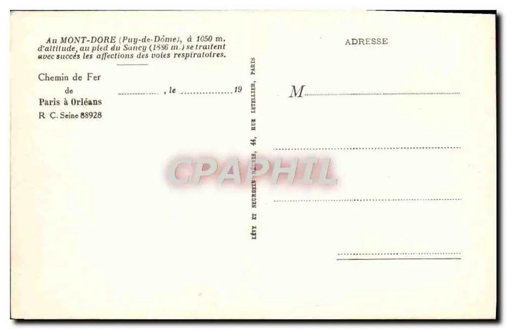 O Mont-Dore — Vista geral — I.I. - Verso