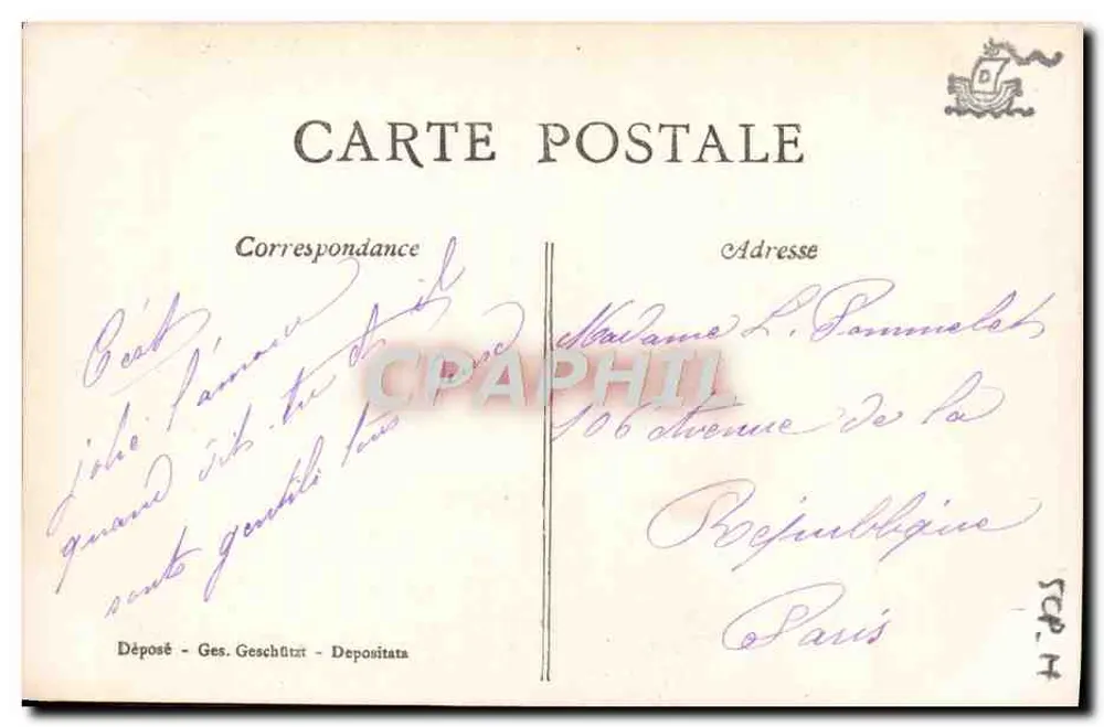 Amour et beauté — scène de forêt sous la lune — éditeur AFS, n° 383/4 - Verso