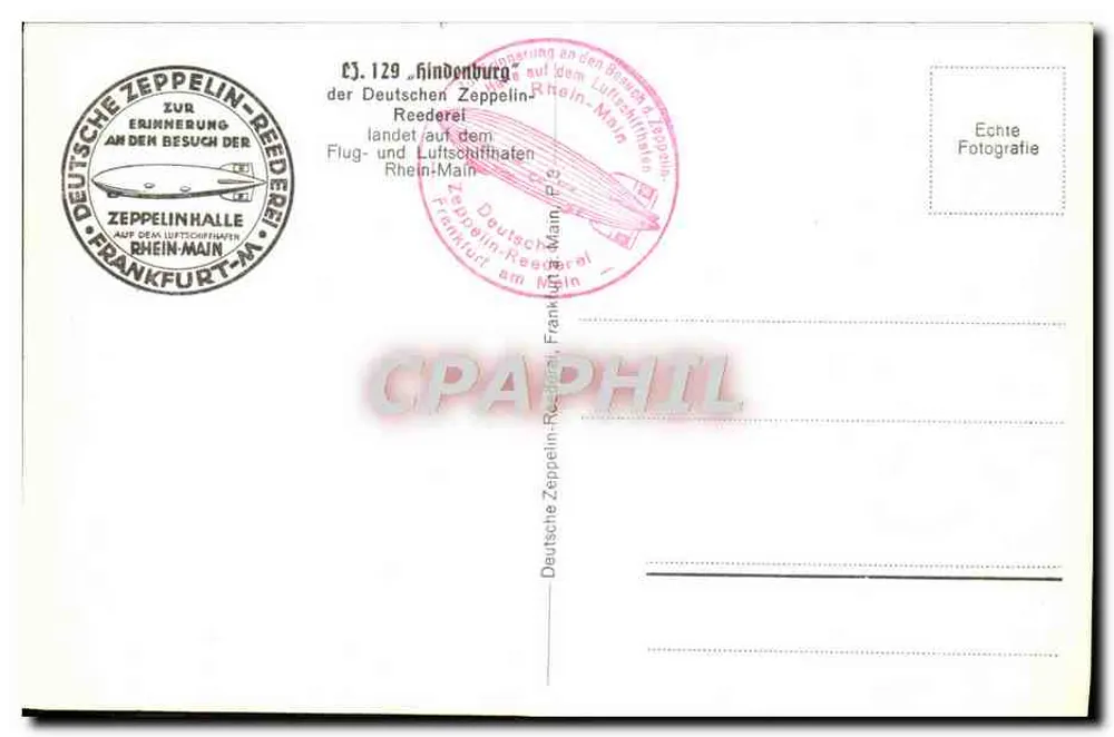 Zeppelin LZ 129 Hindenburg — na lotnisku Rhein-Main — Deutsche Zeppelin-Reederei - Rewers