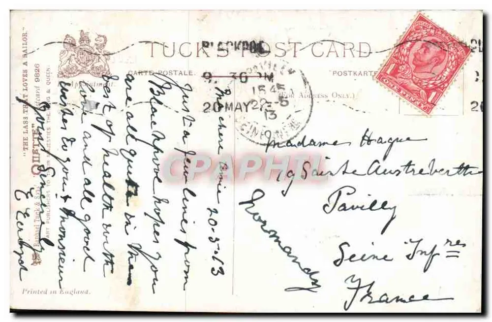 Young and Old love BLACKPOOL — A STORY OF THE SEA — Tuck's Post Card - Rückseite