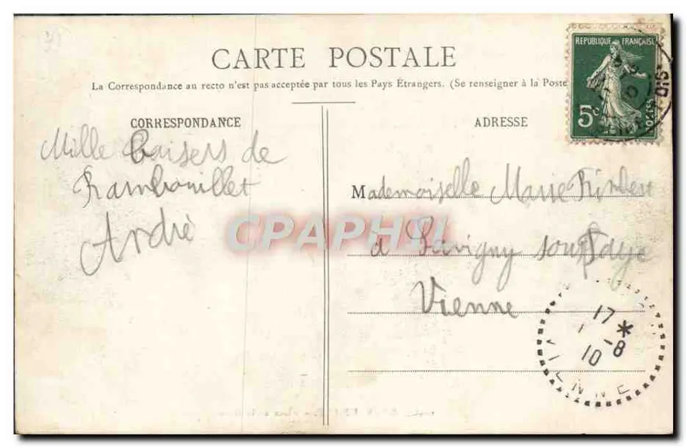 Rambouillet - Bahnhofsplatz — Straßenszene mit Kindern und Frau mit Hund — Verlag T. Lefebvre, Nr. 1438 - Rückseite