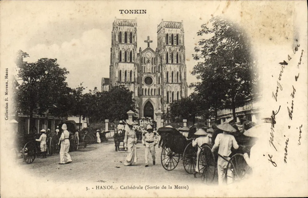 HANOI - Kathedrale (Ausgang der Messe) — Sammlung Fr. Moreau, n°3 - Vorderseite