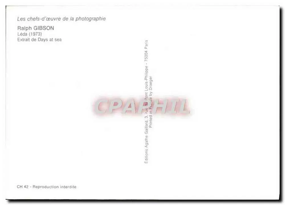 Léda — Ralph Gibson (1973) — Extrait de Days at Sea, Éditions Galliard, Paris - Verso