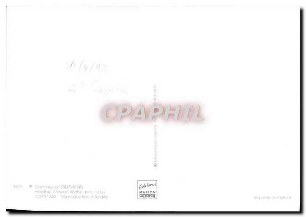 Heather Steward-Wythe — Schwarz-Weiß-Studiofoto — Éditions Marion Valentine, n°8315 - Rückseite